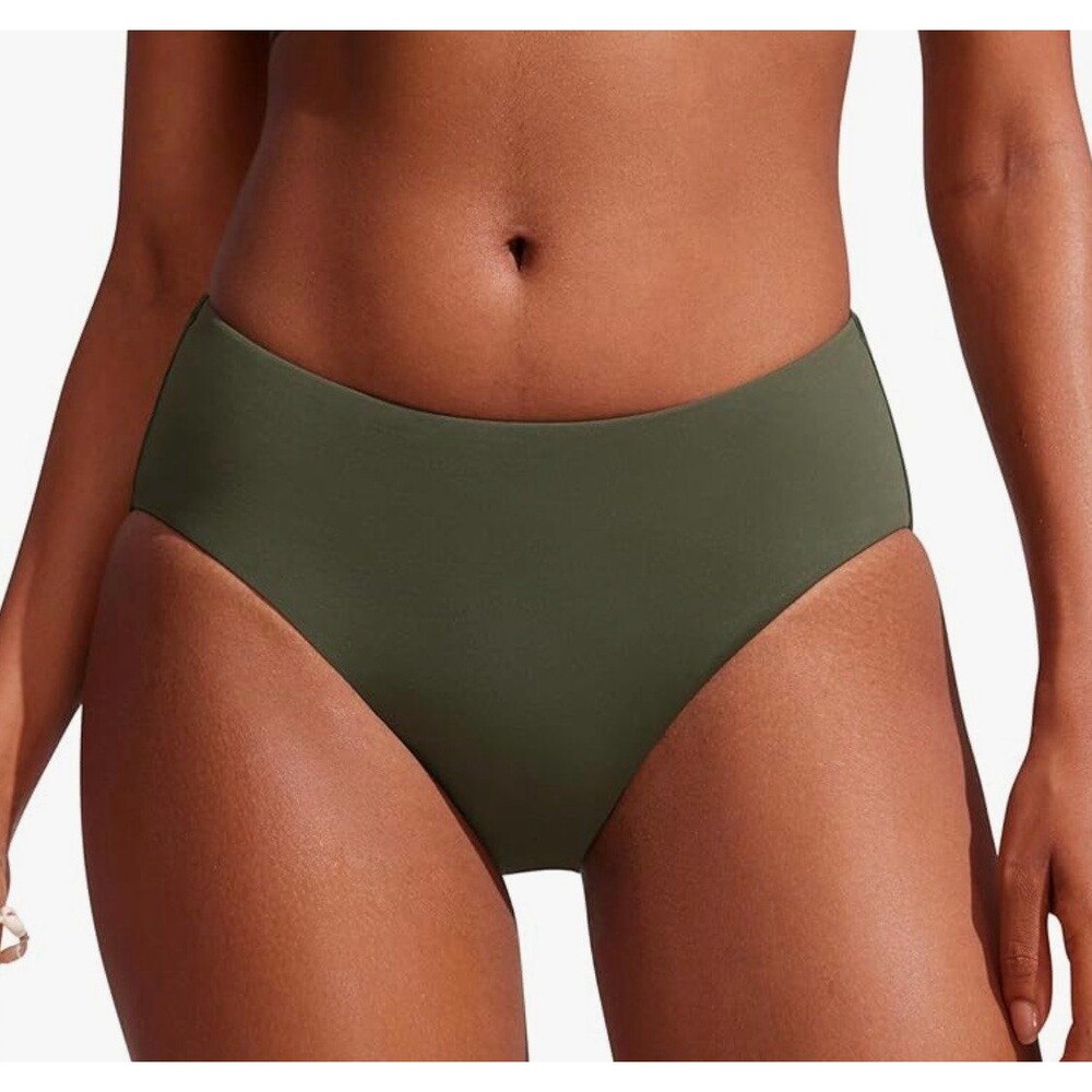 CRZ YOGA Mid Waisted Bikini Bottoms Dark Olive Size S (4-6) New With Tags